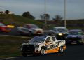 Third early, Cameron Crick fought his way through to win the first V8 SuperUte encounter. Image: InSyde Media