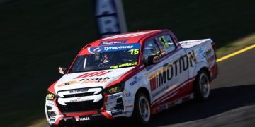 Adam Marjoram won the last race of V8 SuperUtes at Sydney Motorsport Park but it wasn't enough to win the round. Image: InSyde Media
