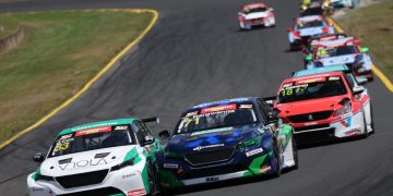 Peugoets were one, two and three early in TCR Race 2 and Jordan Cox went on to win. Image: Motorsport Australia