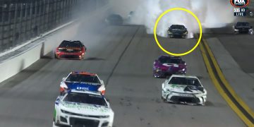 Shane van Gisbergen's Chevrolet Camaro blows up at Daytona International Speedway.