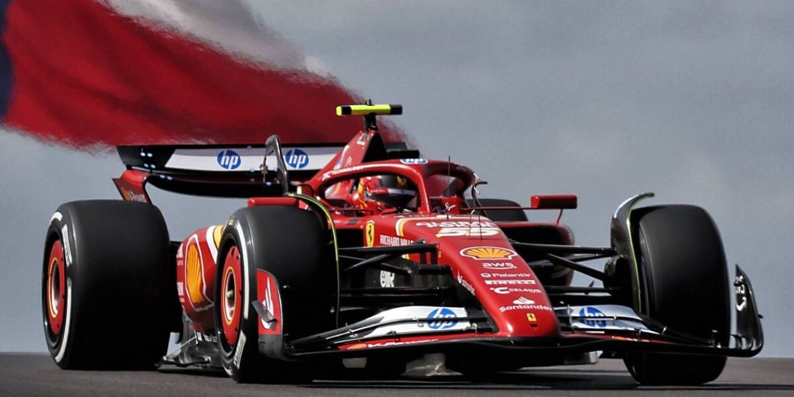 Carlos Sainz headed a Ferrari one-two in the only practice session ahead of the United States Grand Prix. Image: XPB Images