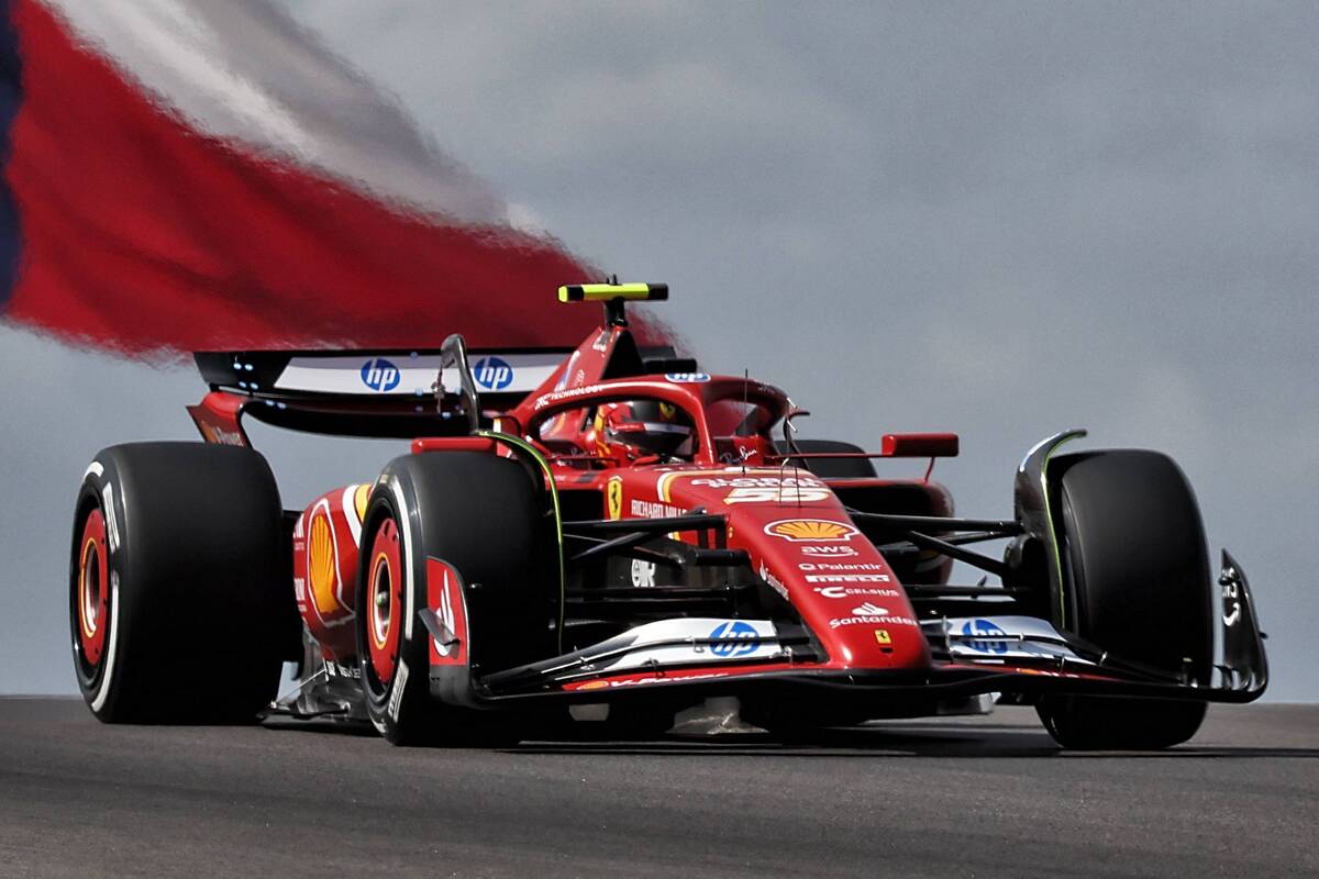 Carlos Sainz headed a Ferrari one-two in the only practice session ahead of the United States Grand Prix. Image: XPB Images