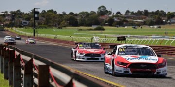 James Moffat had his third narrow Trans Am win at Sandown, this time ahead of Elliot Cleary. Image: MA