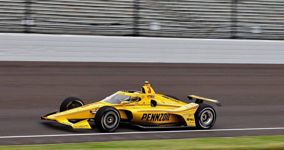 Scott McLaughlin on-track in practice for the 2024 Indy 500. Image: Paul Hurley/Penske Entertainment