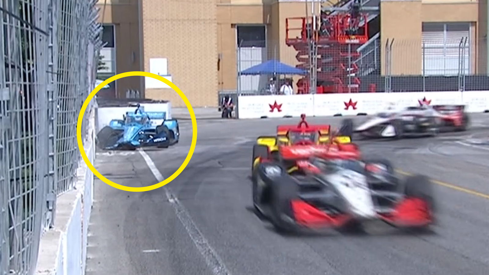 Scott McLaughlin hit the wall after contact with Team Penske stablemate Will Power. Image: Stan Sport