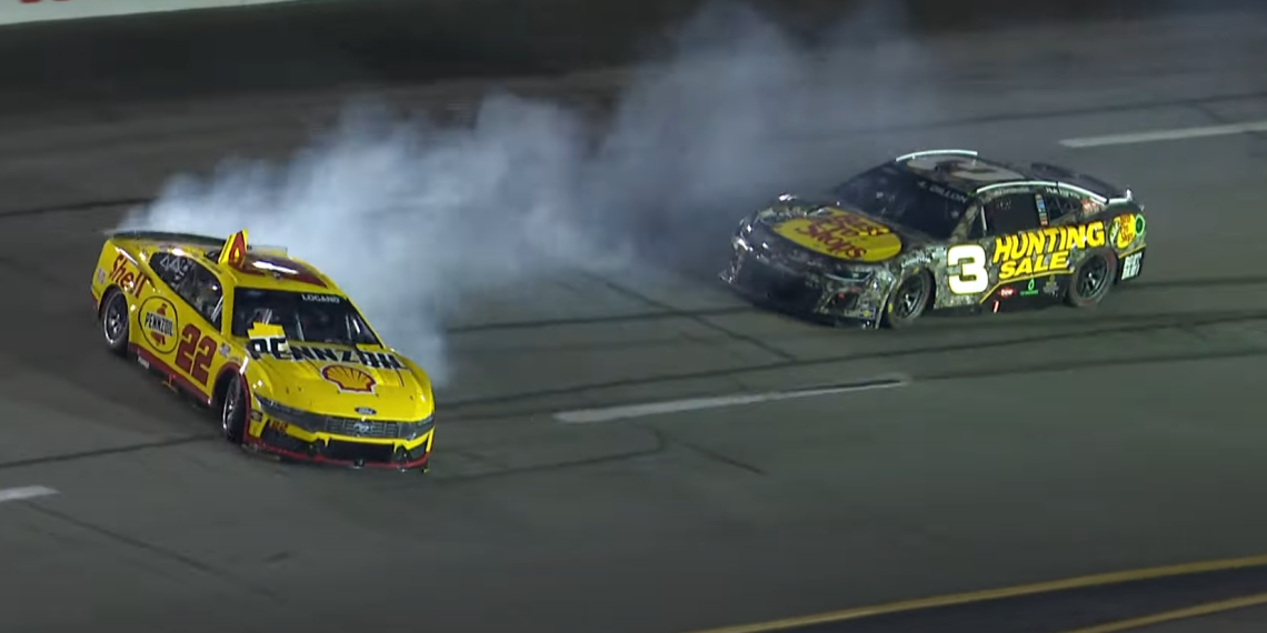 Austin Dillon (#3) spins Joey Logano (#22) at Richmond Raceway.