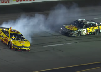 Austin Dillon (#3) spins Joey Logano (#22) at Richmond Raceway.