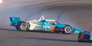 Josef Newgarden spins.