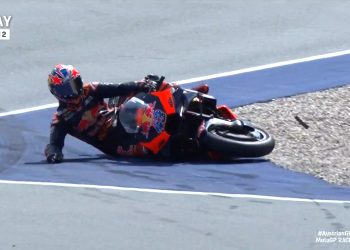 Jack Miller goes down during the Austrian Motorcycle Grand Prix.