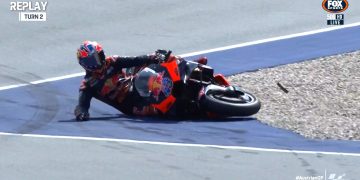 Jack Miller goes down during the Austrian Motorcycle Grand Prix.