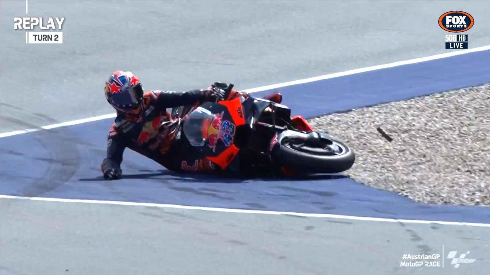 Jack Miller goes down during the Austrian Motorcycle Grand Prix.