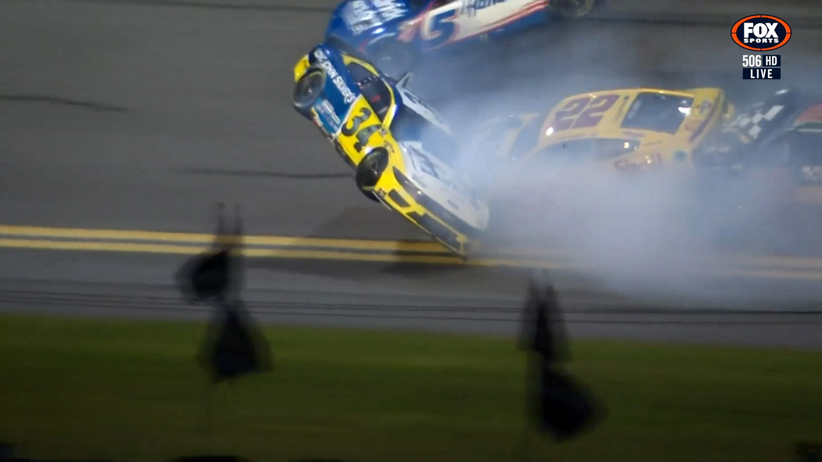 Michael McDowell rolled onto his side during a terrifying airborne crash at Daytona International Speedway.