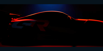 The silhouette of the Toyota GR Supra.