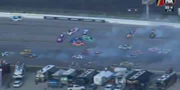 The 'Big One' hit with five laps to go at Talladega Superspeedway.