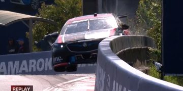 Kai Allen crashes heavily in Super2 Series qualifying.