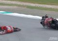 Francesco Bagnaia crashes out of the Malaysian Motorcycle Grand Prix Sprint at Sepang International Circuit.