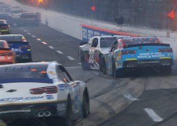 Shane van Gisbergen and Ryan Sieg parked up at Martinsville Speedway.