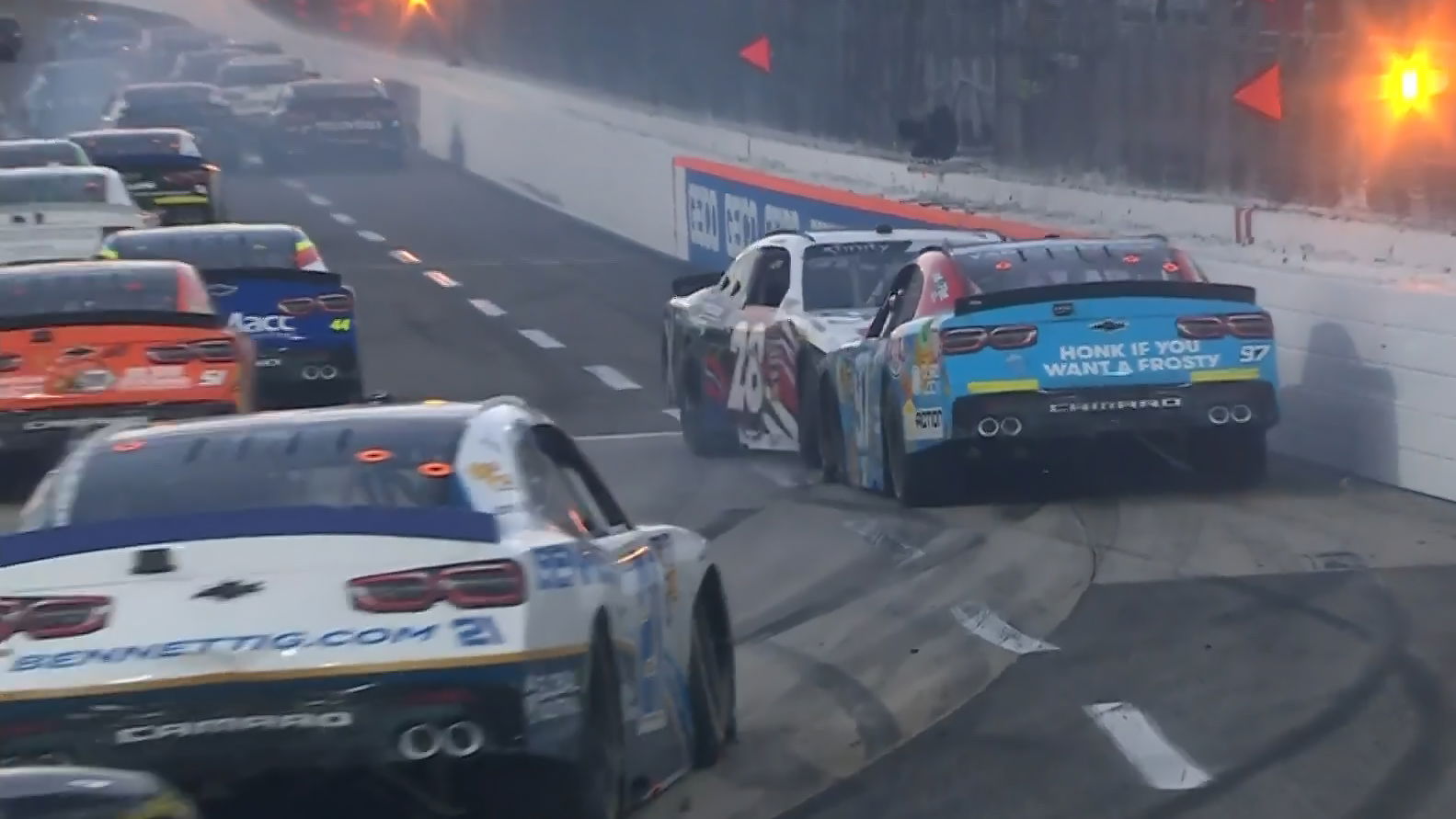 Shane van Gisbergen and Ryan Sieg parked up at Martinsville Speedway.