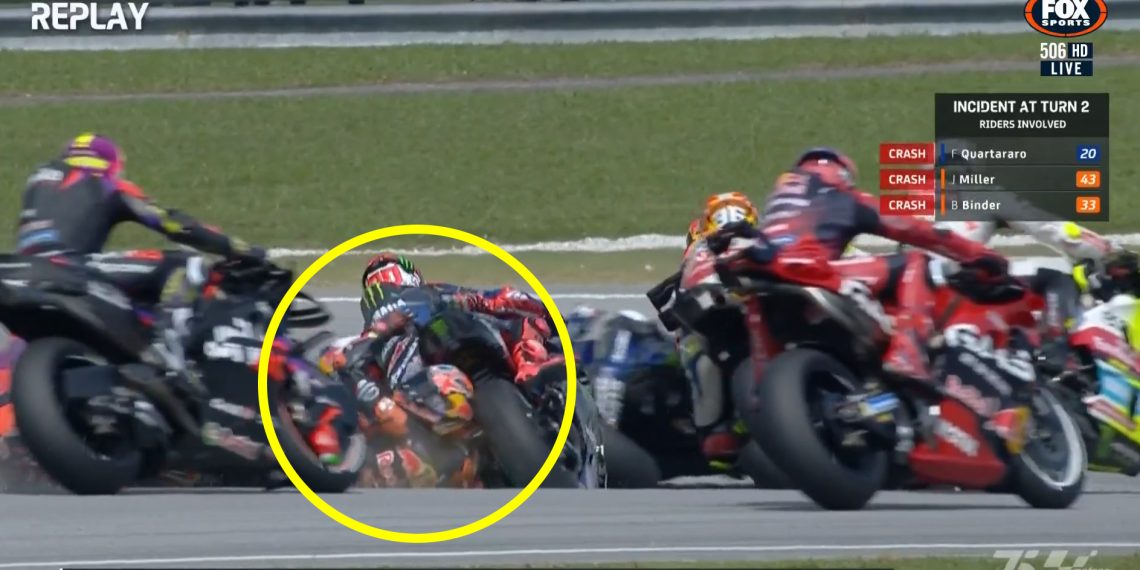 Jack Miller crashed on Lap 1 of the Malaysian Motorcycle Grand Prix.