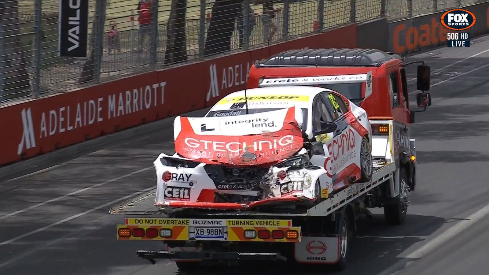 Reuban Goodall's wrecked Holden ZB Commodore. 