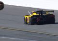 Tommy Milner points his middle finger at the #48 BMW M4 GT3 (not pictured) after an on-track incident at the 2025 Daytona 24.