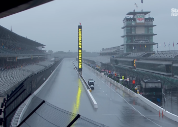 Indianapolis Motor Speedway, shortly after the race was originally due to start. Image: Stan Sport