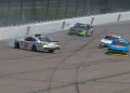 Shane van Gisbergen crashes out of the NASCAR Xfinity Series race at Iowa. Image: Fox Sports