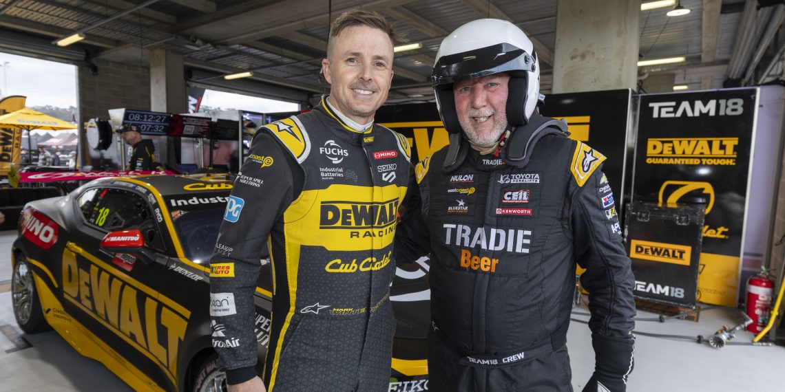 Supercars CEO Shane Howard (right) with Team 18 driver and Supercars champion Mark Winterbottom.