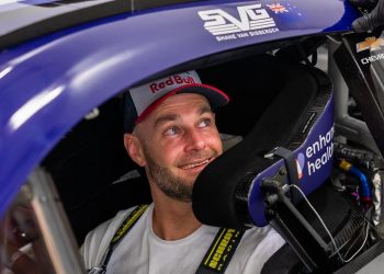 Shane van Gisbergen sits in his Trackhouse Racing Camaro NASCAR ahead of his second Cup Series start in August 2023. Image: Shane van Gisbergen X