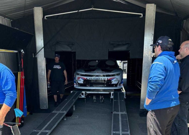 Shane van Gisbergen's brand-new Chevrolet goes through Tech Inspection at Sonoma. Image: Roland Dane