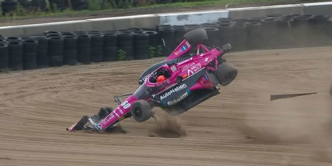 Simon Pagenaud crashed in practice IndyCar's visit to Mid-Ohio in 2023.