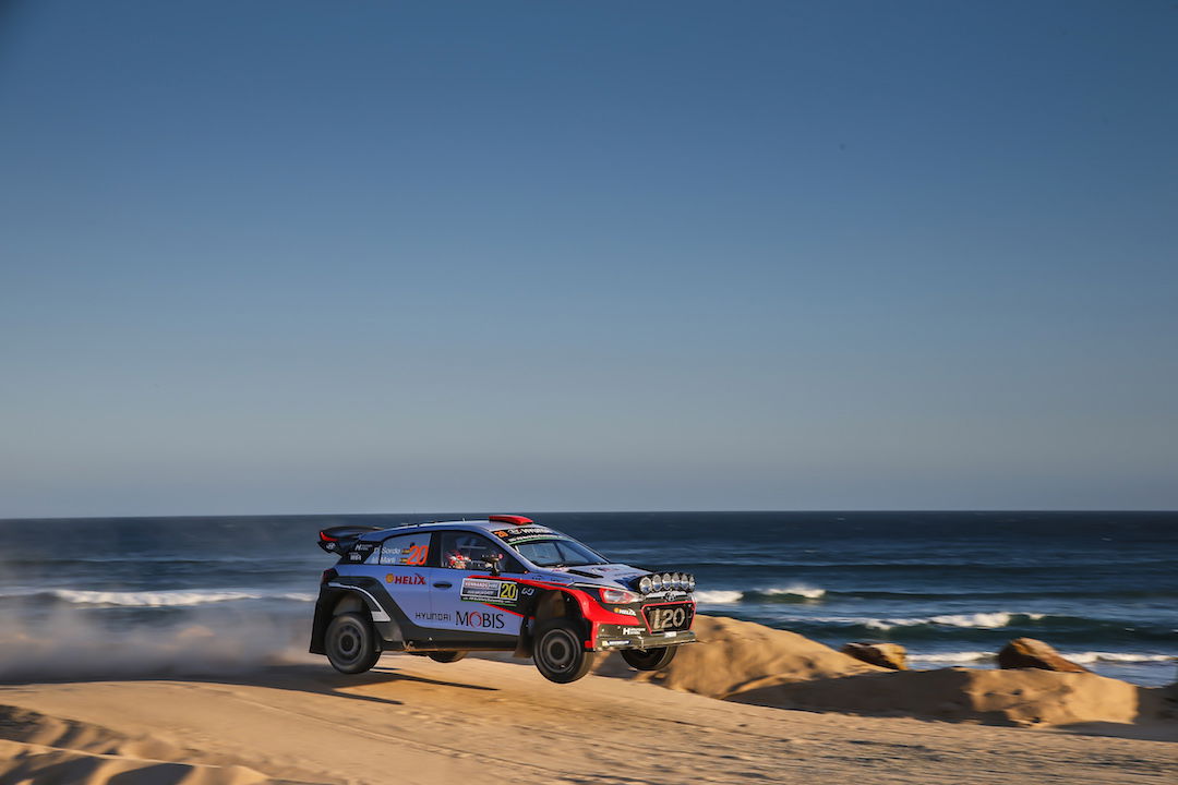 Dani Sordo enjoying some air at the beach jump on the new Destination NSW Super Special Stage  