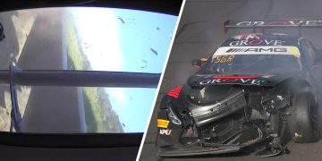 Stephen Grove crashed at the top of Mount Panorama.