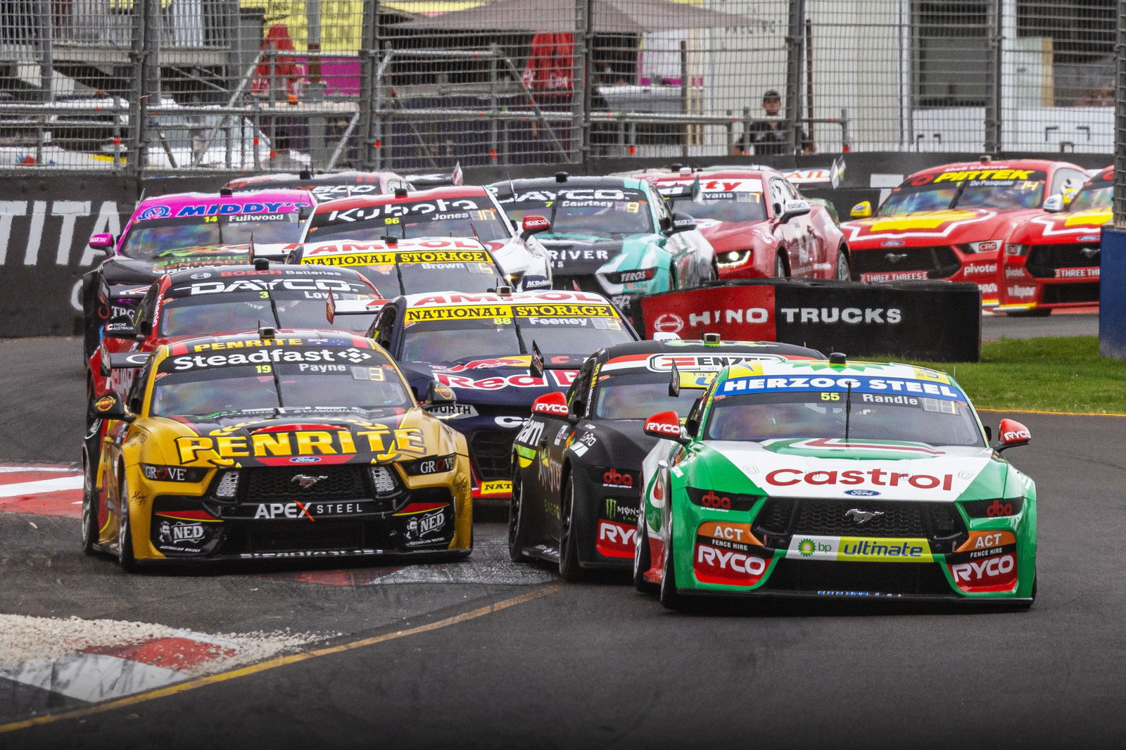 The start of Race 23 of the Repco Supercars Championship at the VAILO Adelaide 500.