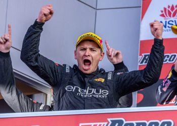 Todd Hazelwood celebrates winning the 2024 Bathurst 1000.