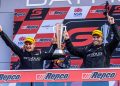 Brodie Kostecki (right) and Todd Hazelwood celebrate winning the 2024 Bathurst 1000.