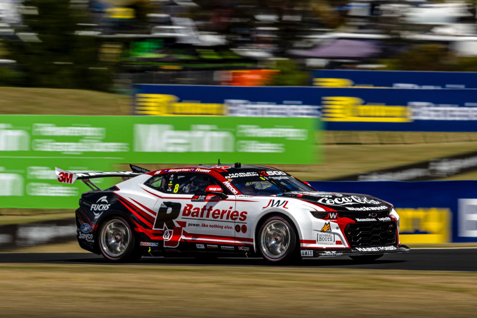 The #8 R&J Batteries Racing Chevrolet Camaro of Andre Heimgartner and Declan Fraser.