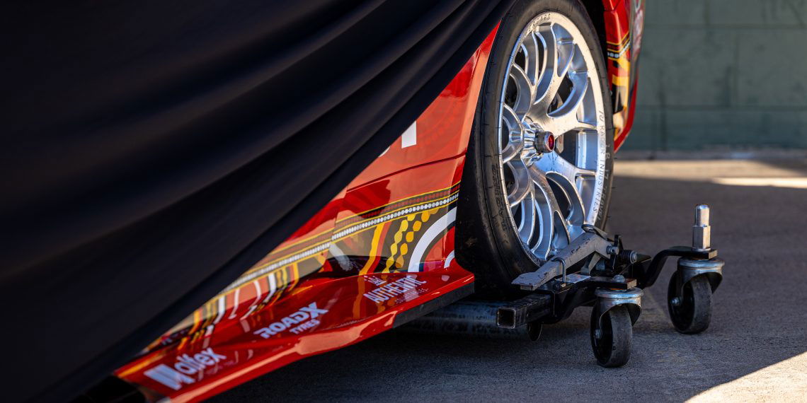 Ford teams now have lighter skid blocks available for the side skirts of the Mustang. Image: InSyde Media