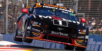 Ryan Wood over the beach chicane at the Surfers Paradise Street Circuit.