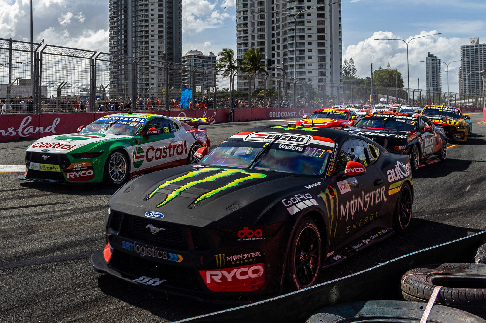 The start of Race 21 of the Repco Supercars Championship at the Gold Coast 500.