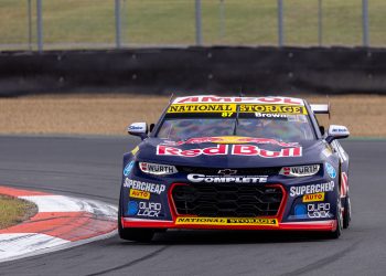 The Triple Eight Camaro at Queensland Raceway. Image: InSyde Media