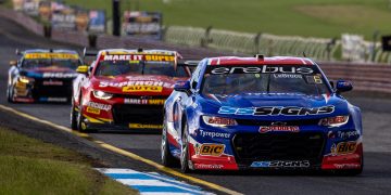 The Jack Le Brocq/Jayden Ojeda Chevrolet Camaro at Sandown Raceway.