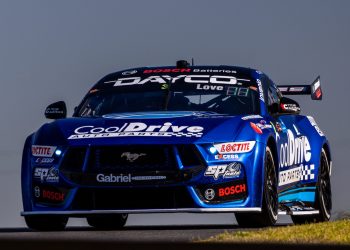 Aaron Love in a BRT Mustang in Sydney. Image: InSyde Media