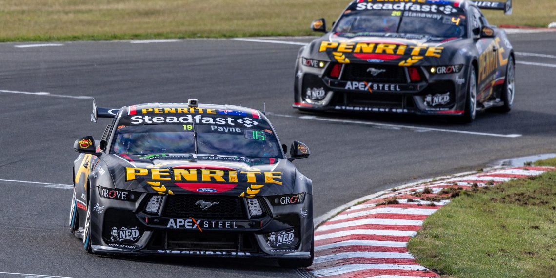 The Grove Racing Mustangs on track at Symmons Plains. Image: InSyde Media