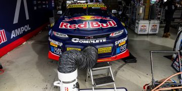 Will Brown's Red Bull Camaro in Tasmania. Image: InSyde Media