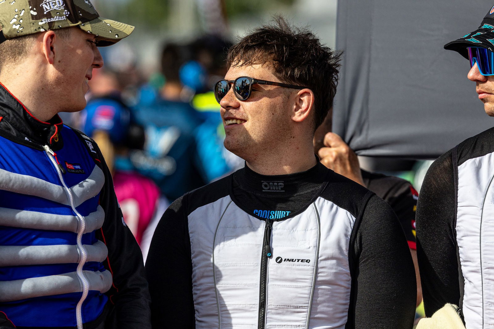 Walkinshaw Andretti United drive Ryan Wood (right) with Grove Racing's Matt Payne. 