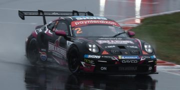 David Russell steered his TekworkX Motorsport Porche diligently in a very wet first Carrera Cup race at Taupo NZ. Image: InSyde Media