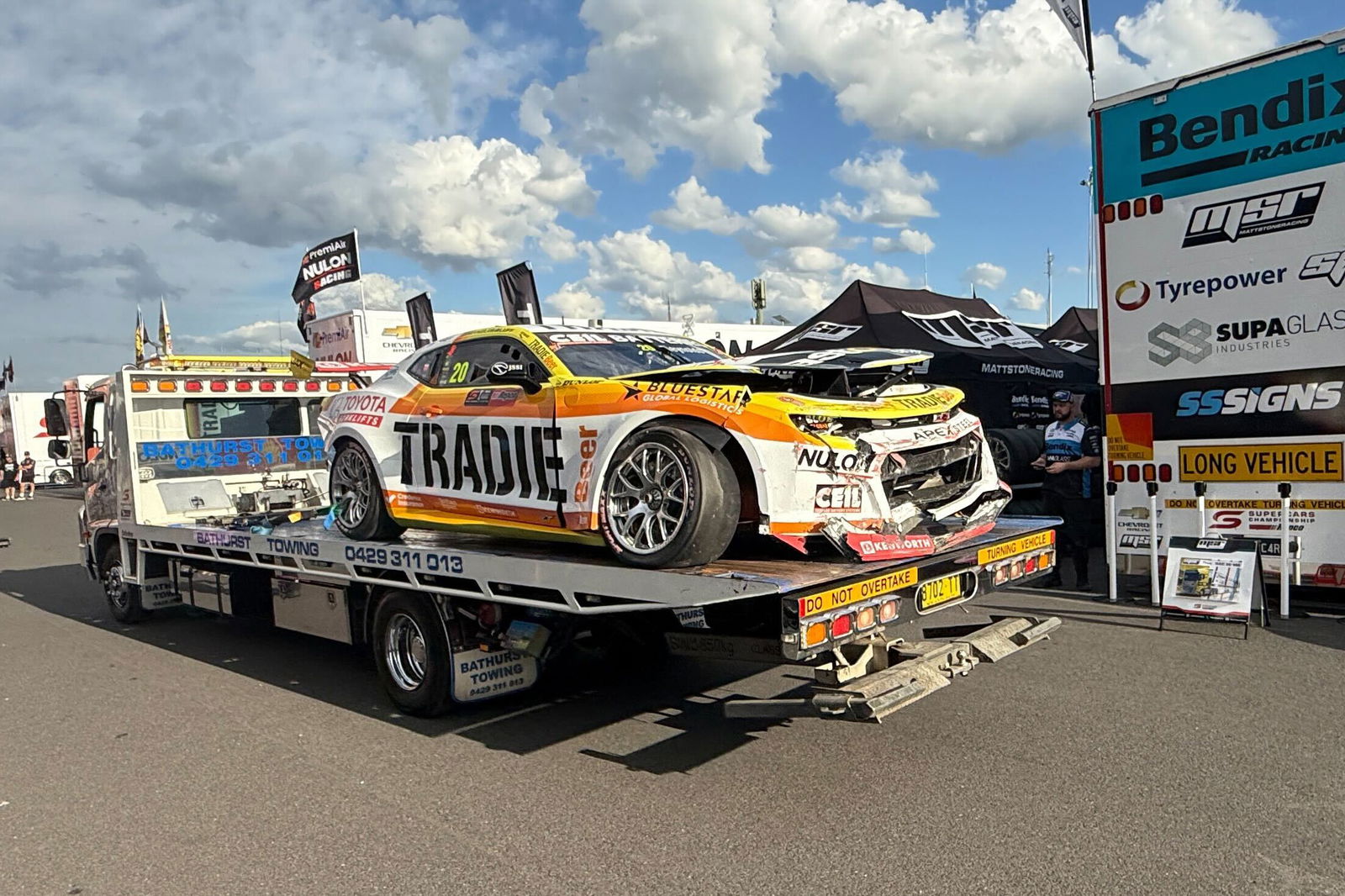 David Reynolds' wrecked Chevrolet Camaro.