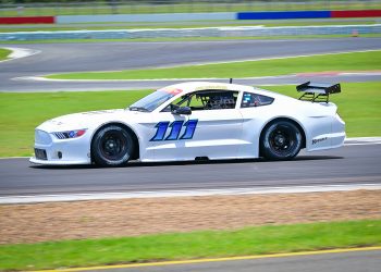 Todd Hazelwood testing the TFH Mustang at Queensland Raceway. Image: Richard Gresham