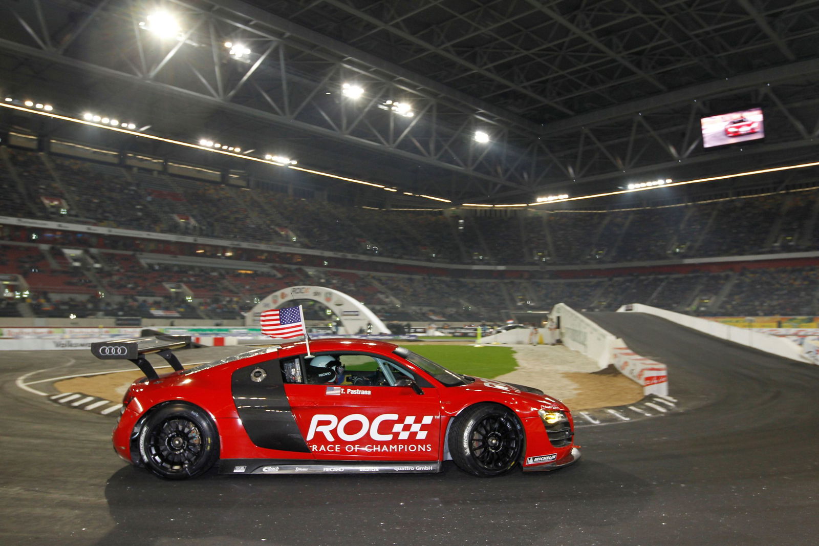 Travis Pastrana onboard an Audi R8.